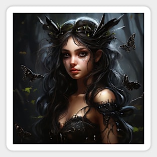 A Dark Fairy Fantasy With Black Butterflies Magnet